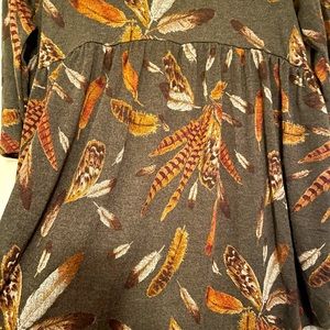 NWOT Chic Soul Olive green with feathers dress